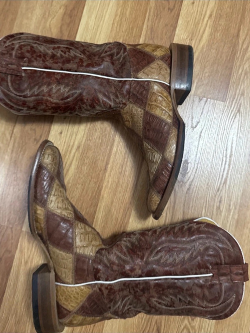 Men's Two-Tone Brown Patchwork Western Boots